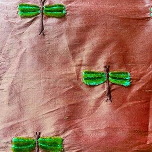Vintage Kravet Embroidered Silk & raised Velvet Dragonfly Fabric